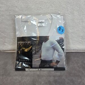 Andrew Scott Mens Thermal Crew Neck Long Sleeve Top White XL 100% Cotton 77100